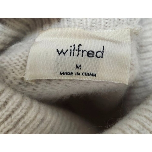 Aritzia Wilfred Free 100% Cashemir Cropped Turtleneck Sweater Oat Beige M - Picture 5 of 12